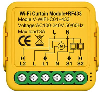 Irfora WiFi Intelligent 433 Prémodule Interrupteur à lamelles Interrupteur de commande électrique motorisé de volet roulant Télécommandes APP Compatible avec et Assistant de commande vocale
