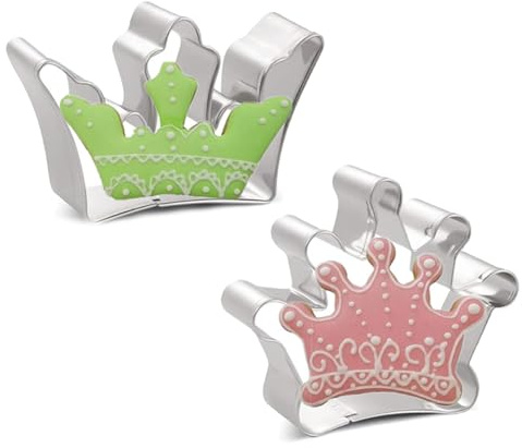 2 cortadores de galletas de acero inoxidable con diseño de corona de princesa divertida, cortador de galletas de corona de reina, interesante cortador de galletas para hornear