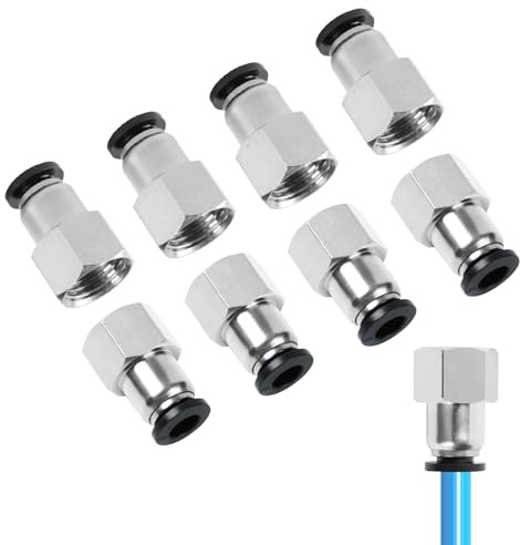 FIFIBANG 10 Stück Pneumatik Schlauch 6mm, Pneumatik Steckverschraubung, 1/4” BSP-Innengewinde, Push In Anschluss Industriequalität, Pneumatik Steckverbinder für Luftleitungen