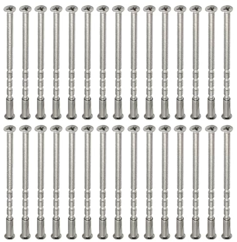 M3 Door Handle Fixing Screws and Sleeves – 30 Sets Nickel-Plated Bolt Through Fixings for Doors, Cabinets, and Drawers