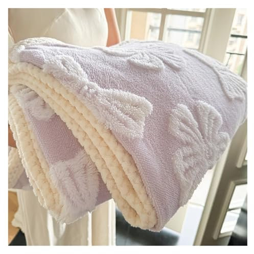 REIFOR Decke Wohndecke Kuscheldecken Überwurfdecke Mit Schmetterlingsmuster for Das Bett, Warme Fleece-weiche, Flauschige Decken Decke Kuschelig Sofa(Purple,150x200cm)