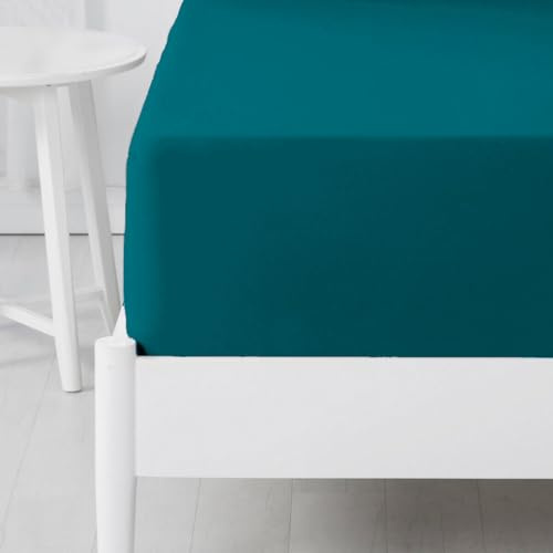 Morbidissimi – Lenzuolo Sotto con Angoli Matrimoniale 180x200 in Flanella 100% Cotone Caldo, Tessuto Felpato Traspirante Tinta Unita con Angoli Maxi 27 cm per Materassi Alti, AB084 [Ottanio]