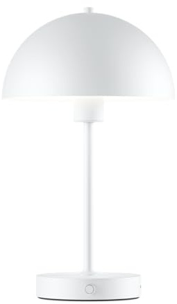 skølm Aeriala Tischlampe, dimmbar, aufladbar mit USB-C, Weiß | LED Schreibtischlampe, Tischleuchte Pilzform kabellos, Akku Nachttischlampe, kleine Metall Lampe mit Touch, 10h Leuchtdauer