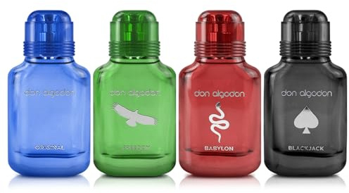 Don Algodón Pack 4 Mini Colonias Hombre | Eau de Toilette 4 x 30 ml | Babylon, Freedom, Black Jack y Original | Set de Perfumes Masculinos | Ideal para Viaje y Regalo