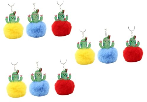 BESPORTBLE 3 Ensembles Porte-clés Cactus Porte-clés En Peluche Anneau Clé Élégant Décoration Clé Porte-clés Boule De Poils 3 Pièces * 3
