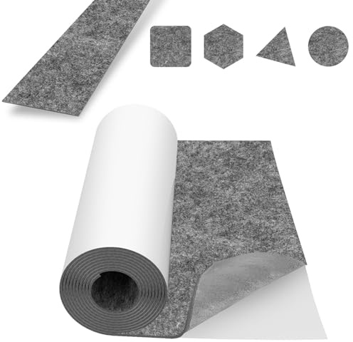 Jaxguom Filz Selbstklebend 100cm x 150cm, Selbstklebender klebriger Filz Meterware Bezugsstoff Bastefilz Schneiden Sie jede Form für DIY Auto Box Liner, 2.5 mm Stark, Grau