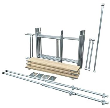Toptower Classic Scaffolding Tower 3.8m (Working Height) 4' x 2'6 Base Size DIY Galvanised Scaffold Tower with Platform Boards & Stabilisers (Pair)