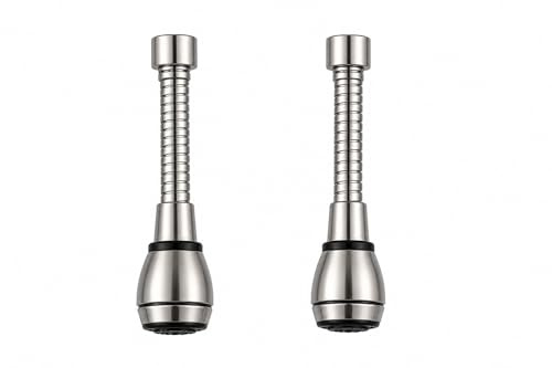 Lemag srl – [2 Pezzi] Doccino Rubinetto Cucina Made in Italy – Aeratore Flessibile in Ottone Cromato Nero – Rompigetto Orientabile Universale per Lavandino