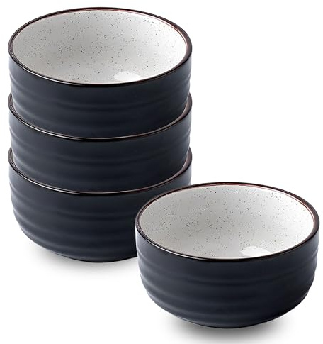 Ceramic Cereal Bowls Set, 400ml Breakfast and Soup Bowls, Microwave Safe, Set of 4