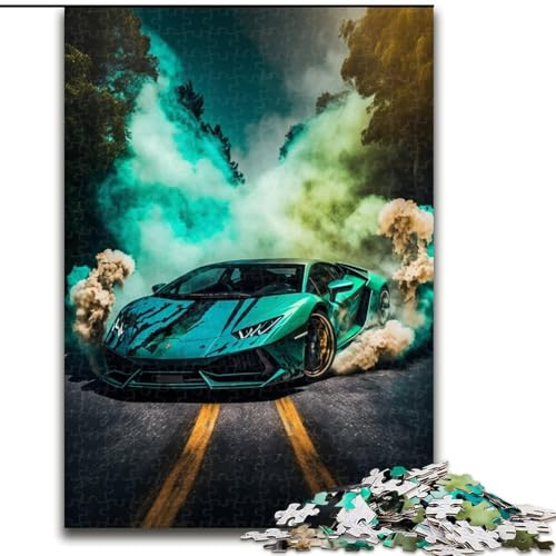 Puzzle 1000 Teile, Cooles Sportwagen-Holzpuzzle, Größe 50x75cm, Heimdekoration, Denksportspiel für Teenager und Familieninteraktion