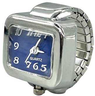 SLYHHZHMY 2 Fingeruhren Ringuhren Elastische Armbänder Freistrecke Quadratische Quarzuhren Ringe (Dark Blue)