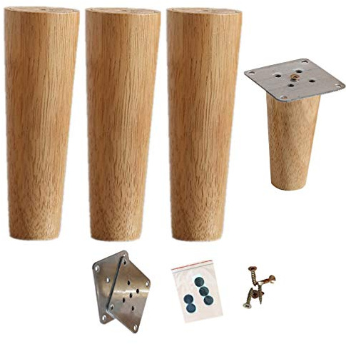 Konische Eichen-Möbelbeine, Massivholz, Sofa-Füße, Stuhl- und Tischbeine (30 cm) mit Schrauben, ideal für Heimdekor-Upgrade- und DIY-Projekte