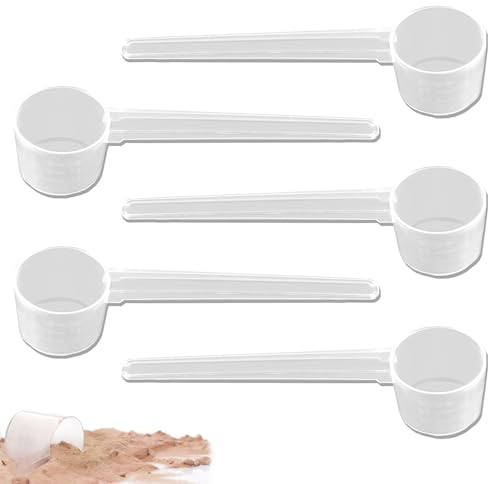 5 Pcs Measuring Scoops, 5 Gram Protein Scoop Set, Washing Powder Scoop Measure for Powder Reusable 5g Scoop for Powders Coffee Liquids Kitchen Cooking Baking and Fitness Supplies