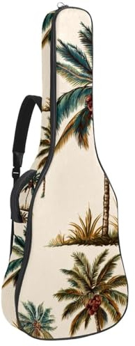 Gitarrentasche mit tropischen Monstera-Blättern, nahtlos, gepolstert, für Akustikgitarre, Rucksack mit verstellbaren Schultergurttaschen, Mehrfarbig 02, 42.9x16.9x4.7 in, Lässiger Tagesrucksack