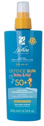Bionike Defence Sun Baby & Kid - Latte Solare Spray per Bambino e Neonato SPF 50+, Azione Protettiva, Effetto Waterproof e Anti-sabbia, Lenisce e Ripara la Pelle, 200 ml