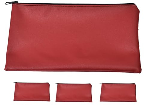 Banktasche, Geldbeutel, Kunstleder, Sicherheits-/Pfandtaschen, Utility-Reißverschluss-Tasche für Bargeld, Scheck, Geldbörse, Kosmetik, Werkzeuge, 27,9 x 15,2 cm, 4 Stück, Blau, Marineblau
