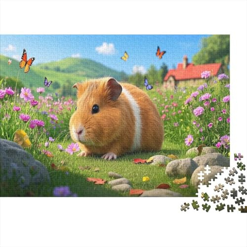 maiale d'Guinea Puzzle Impossibili 1000 Pezzi Fiori selvatici di prato Decorazione Per La Casa. Giochi Rilassamento E Intelligence Per Adulti E Ragazzi Da 14 Anni 1000pcs (75x50cm)