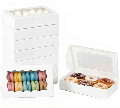 Torytoe 30 unidades Cajas para tartas con ventana, Caja de cartón para pasteles, Caja de transporte para magdalenas para pasteles, macarrones, magdalenas y pasteles (7x4.3x1.5 pulgadas)