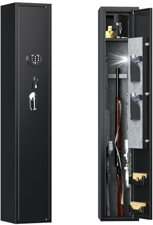 Caja Fuerte Ignifuga Impermeable Grande Caja Fuerte para 3 Rifles con 2 Compartimentos para Munición para Pistola y Pistola Larga en el Hogar(No Fingerprint)
