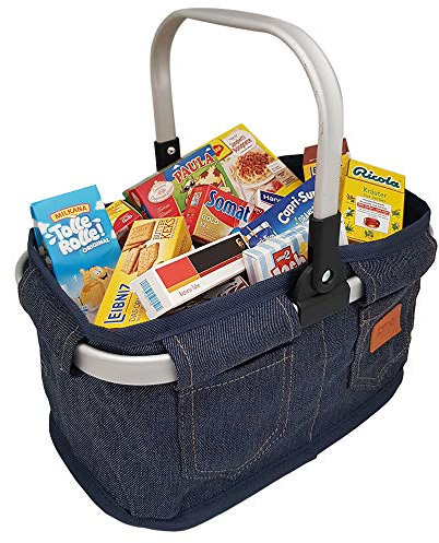 tanner DER KLEINE KAUFMANN TANNER Deco - Moderner Tragekorb, Jeans, befüllt, Zubehör für Kaufmannsladen, Spielzeug für Kinder, 4094.4