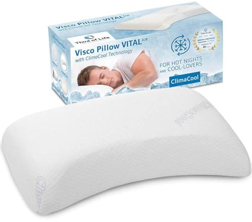 Kühlendes Kopfkissen VITALice | Höhenverstellbares Memory-Schaum Nackenstützkissen mit ClimaCool-Bezug | Kühles orthopädisches Seitenschläfer-Kissen, atmungsaktiv, ergonomisch, 56x36x9,5/11,5 cm