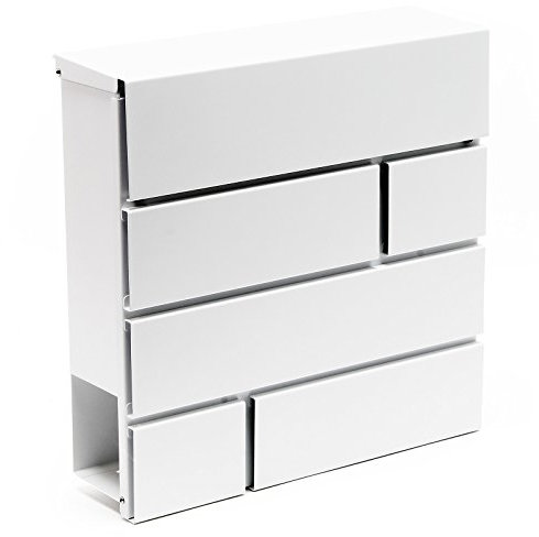 Wiltec Cassetta postale V14 con vano portagiornale, verniciata a polvere, bianca