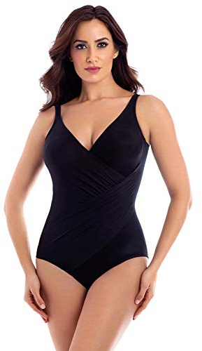 Miraclesuit Women's Swimwear DD-Cup Solids Oceanus Tummy Control Underwire Bra One Piece Swimsuit, Black, 16DD