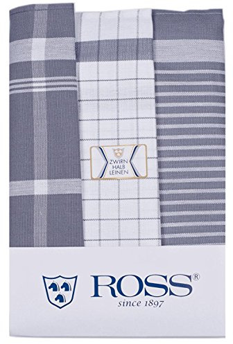 Ross - 3er-Spar-Pack - Exclusiv - Geschirrtücher Halbleinen - 0915 (50 x 70cm Grau)
