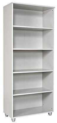 furni24 Aktenschrank mit Fächern – Holzschrank fürs Büro und Homeoffice, mit 4 verstellbaren Regalbrettern, Ordnerregal Bücherschrank – Grau, 190x80x40 cm
