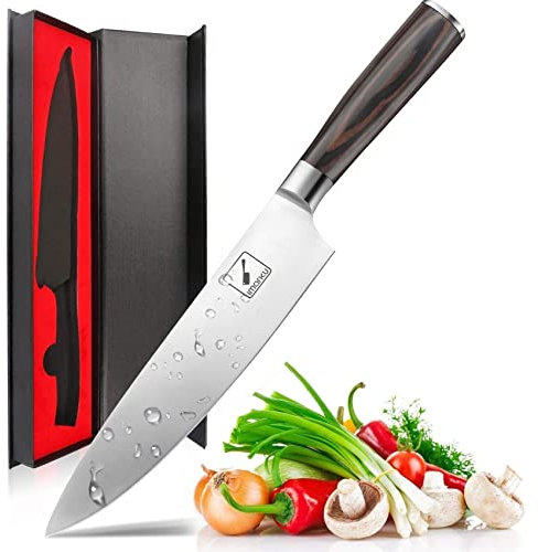 imarku Coltello Cucina Professionale 20 cm, da Cuoco, Acciaio Inox con Impugnatura Ergonomica, Multiuso per Frutta, Carne e Verdura