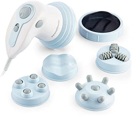 InnovaGoods® Masajeador anticelulítico vibratorio con infrarrojos 5 en 1, Efecto termoactivo potenciador con 5 cabezales intercambiables, Intensidad regulable.