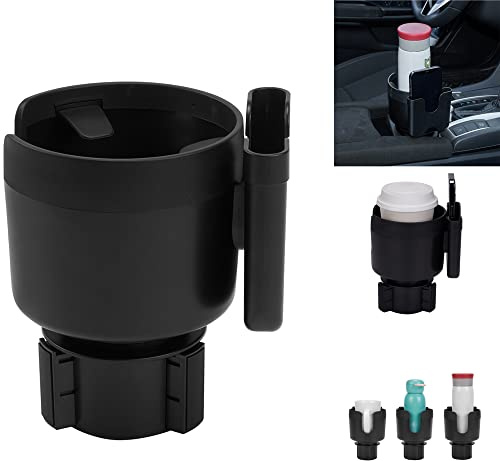 JSCARLIFE Car Cup Holder Expander with Cell Phone Stand, 2 in 1 Multifunctional Car Cup Holder Compatible with All Kinds of Cups and Bottles Universal for Most Vehicles BLACK
