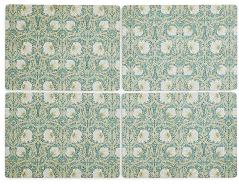 Pimpernel Spode Morris & Co Privat Large Placemats Set of 4, Green, 40.1cmx29.8cm (X0010649172)