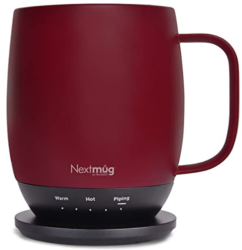 Nextmug - Temperature-Controlled, Self-Heating Coffee Mug (Burgundy - 14 oz.)