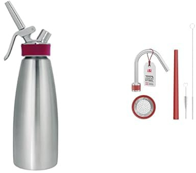 ISI Sahnespender 1 Liter / 1L, Gourmet Whip Plus & 2722 Rapid Infusionsset, Aromaverstärkung mittels Druckfinfusion, Aromatisieren Sie Flüssigkeiten wie Alkohol, Öle oder Essig, Silber