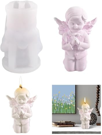 Koonafy Kerzen Silikonform 3D Engel Silikon Kerzenform Junge Betender gießformen für DIY Engel Kerze Handgefertigte Seife Duftkerzen Handwerk Ornamente