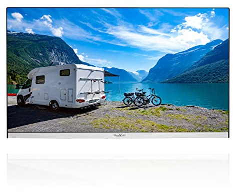 REFLEXION LEDX24I+ Android Smart LED Fernseher, 60 cm/24 Zoll, Rahmenloser Camping/Boot/LKW TV, Slimline, 12/24/230 Volt, Full HD, Triple Tuner, Bluetooth, WLAN, Schwarz/Silber