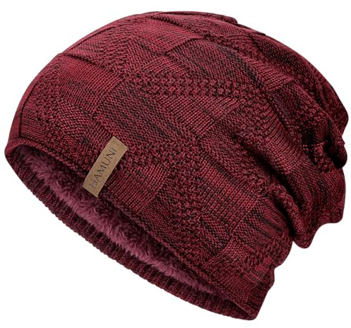 HAMUNI Mütze Damen - Atmungsaktiv Strickmütze Herren - Slouch Beanie Mütze | mit Weichem Fleece Innenfutter - Unisex Wintermütze - Klassische Herren Damen Mütze für Herbst Winter Frühjahr