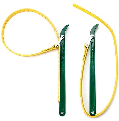 QWORK 15 Belt Strap Wrench, 2 Pack Multi-Purpose Adjustable Strap Oil Filter Strap Opener Wrench