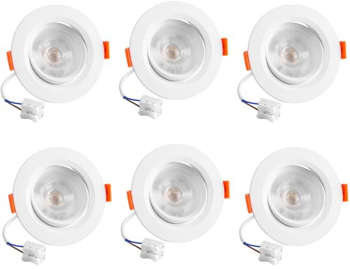 LED Downlights Ceiling 5W 24mm Ultra Slim, 460lm Warm White 3000K, 6 Pack | Recessed Ceiling Lights, IP44 Waterproof Bathroom Kitchen Spotlights, Hole Size 75-85mm