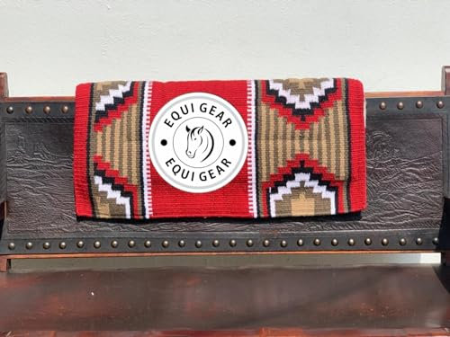 EQUIGEAR Western Show Horse Satteldecke aus neuseeländischer Wolle, Western-Design, handgefertigte Satteldecke, Wollpolster, Sensor Flex (Anpassung möglich), WK62 (34x42)
