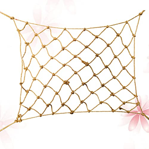 BESPORTBLE Papageienkletternetz Schaukelspielzeug aus Seil 50x40cm Beige | Leicht zu Montieren, Fördert Bewegung, für Kleine Haustiere und Wellensittiche Geeignet