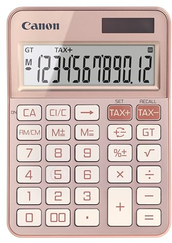 Canon KS-125KB-RG, vetenskaplig miniräknare, lämplig för skola och företag, Dual Power-batteri, skatteberäkningar och stor totalfunktion, stor upprätt vinklad skärm
