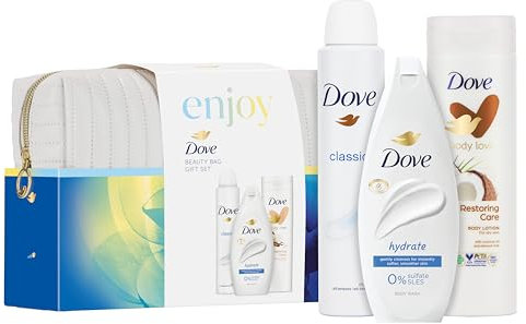 Dove Enjoy Beauty Bag Moisturising Skin Care Women's Gift Set perfect for any occasion 3 piece