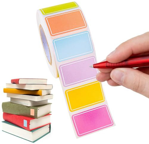 Farbige Aufkleber, selbstklebende Etiketten, bunt, rechteckig, 500 Stück – Klebeetiketten in Unifarben für Umzugskarton, Etikett