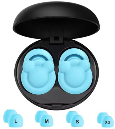 Tapones para los oídos para reducir el ruido del sueño, cancelación de ruido, protección auditiva para dormir, ronquidos, estudio, súper suaves con 8 almohadillas en XS/S/M/L (azul)