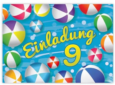 JuNa-Experten 12 Einladungskarten zum 9. Kindergeburtstag Schwimmbad Schwimmen Jungen Mädchen Einladung neunte Geburtstag