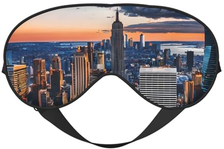 New York City Seiden-Schlafmaske mit verstellbarem Riemen, Augenmaske, weiche Augenabdeckung, zum Ausblenden von Lichtern, für süßen Schlaf, Reisen, Entspannung, Nickerchen, Meditation