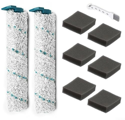 Feegow Ersatz Zubehör Set für Leifheit Akku Saugwischer Regulus Aqua PowerVac Nasssauger mit 2 Bürstenwalzen & 6 Filterschwämmen