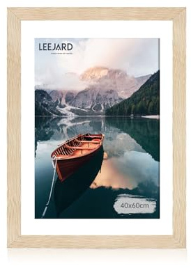 LEEJARD Bilderrahmen 40x60cm, Oak Holz Fotorahmen Holzrahmen Mit Bruchsicherem Plexi-Glas Zum Senkrechten Oder Waagerechten, Portraitrahmen Mit Nahtloser Haken für Wandbehänge
